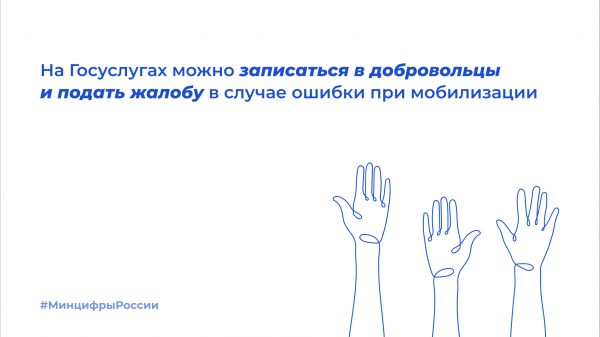 На Госуслугах можно записаться в добровольцы и подать жалобу в случае ошибки при мобилизации